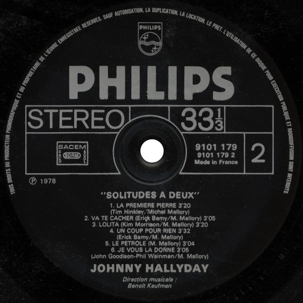 LP Solitudes  deux Philips 9101 179