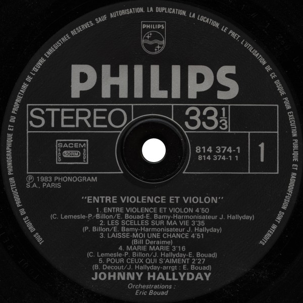 LP Entre violence et violon Philips 814 374-1