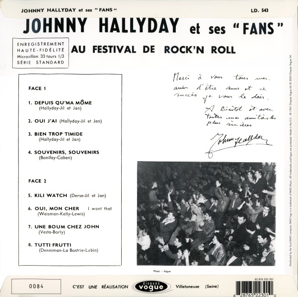 LP 25 cm Johnny Hallyday et ses fans au Festival de rock n' roll mono BMG 82 876 522 301