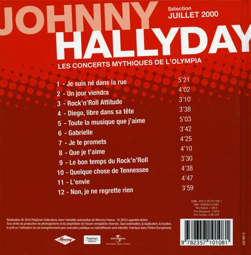 Les concerts mythiques de L'Olympia - Johnny Hallyday Olympia 2000 Livret