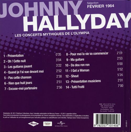 Les concerts mythiques de L'Olympia - Johnny Hallyday Olympia 64 Livret