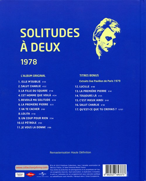 Collection Johnny Hallyday 1978 Solitudes  deux 276433-7