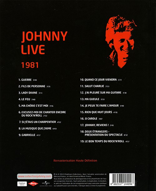 Collection Johnny Hallyday Johnny Live 1981 372 440-9