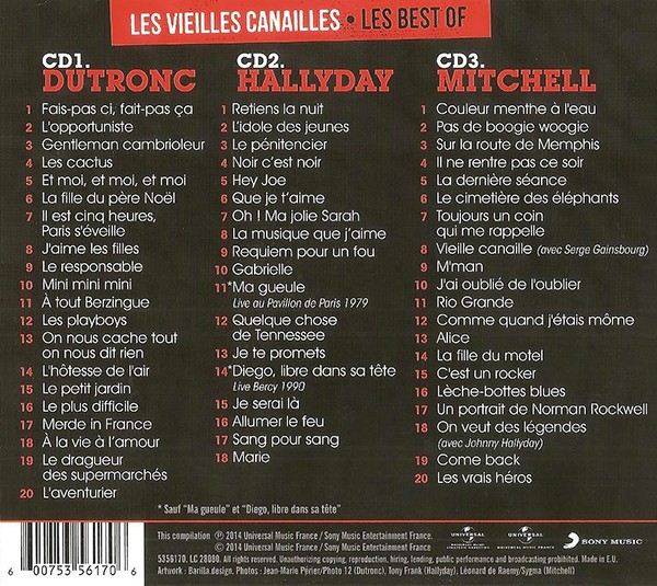 Triple CD 5356170 Universal-Sony LC 28080 Les Vieilles Canailles Les best of