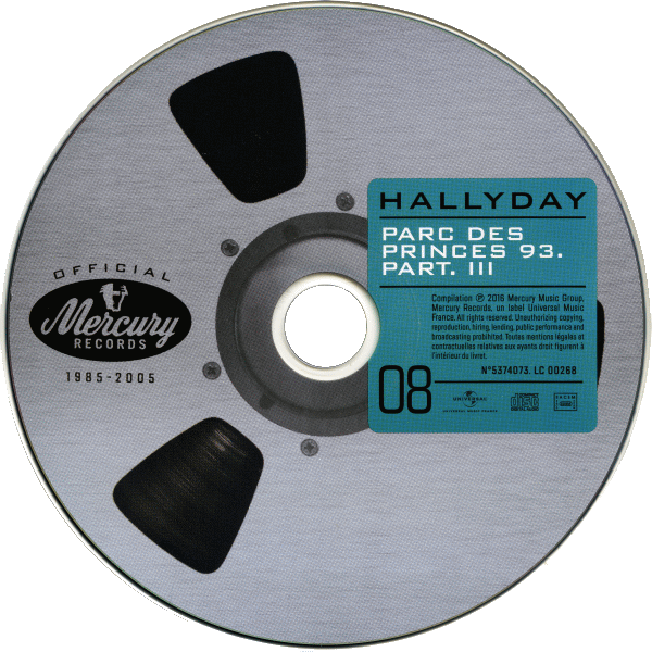 Coffret 20 CD Hallyday official 1985-2005 CD 8 Parc des Princes 93 Part III Universal 537 4073