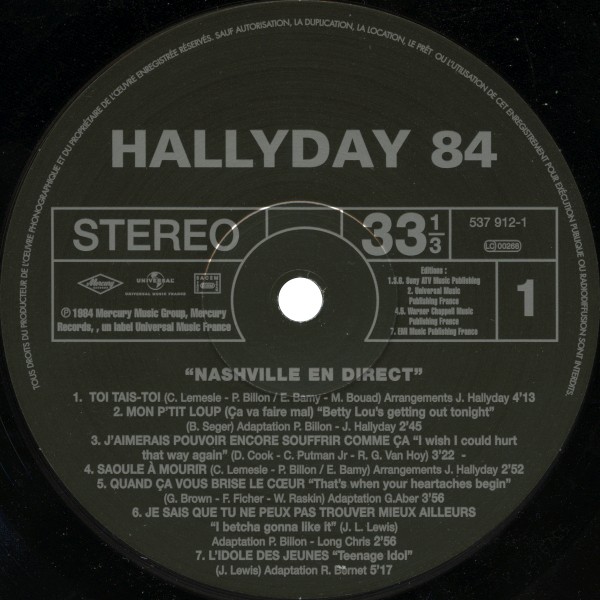 LP Back to black Hallyday 84 Universal 537912-1