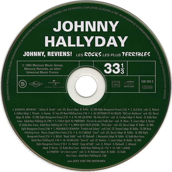 CD  papersleeve Universal Johnny, reviens! Les rocks les plus terribles 538 203-5