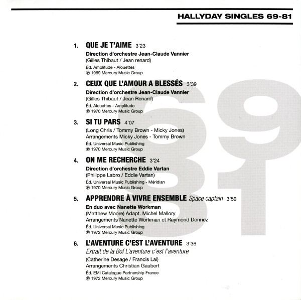 CD  papersleeve Universal Hallyday Singles 69-81 538 341-0