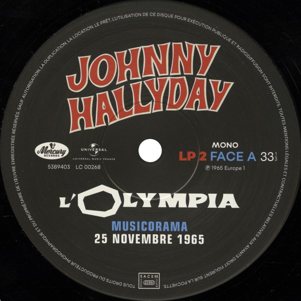 Musicorama Olympia 25 novembre 1965  (Mono) Universal 538 9394