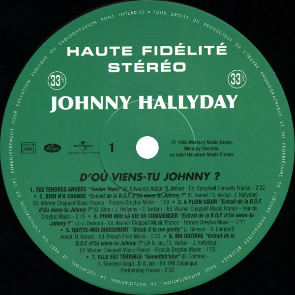 LP D'o viens-tu Johnny  Hachette M 0 1372 - 25 - F