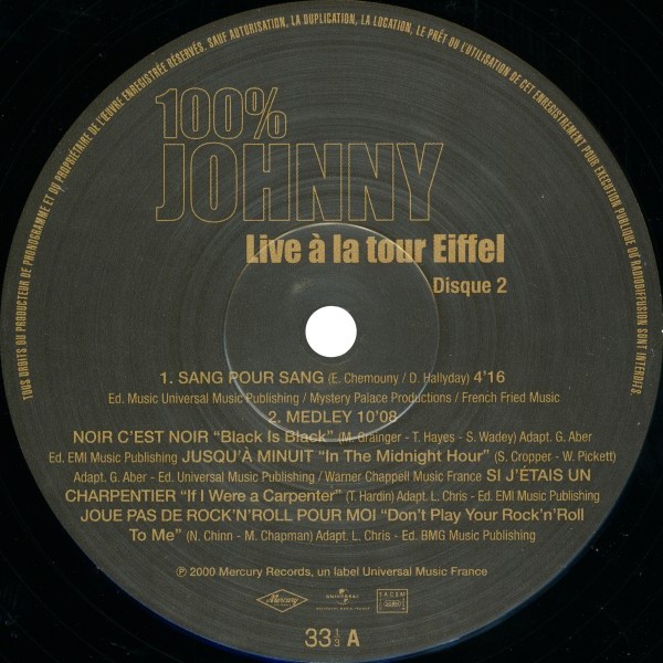 LP 100% Johnny Live  la tour Eiffel  Hachette M 0 1372 - 74 - F