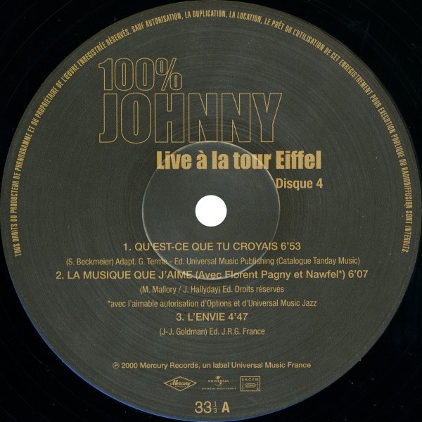 Johnny Hallyday LP 100 Johnny Live à la tour Eiffel Hachette M 0 1372 74 F Johnny Hallyday LP 100 Johnny Live à la tour Eiffel Hachette M 0 1372 74 F