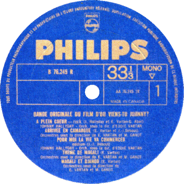 LP 25 cm Philips B 76245 R D'ou viens-tu Johnny