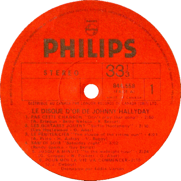 LP Philips 844 558 Le disque d'or de Johnny
