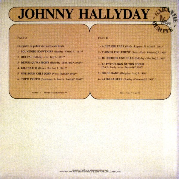 LP Vogue KAL-6501 Johnny Hallyday chante ses succs