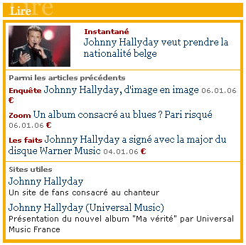 Encart du site du Monde le 11/01/06