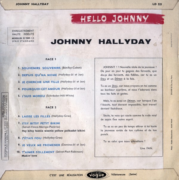 LP 25 cm Hello Johnny Vogue LD 521