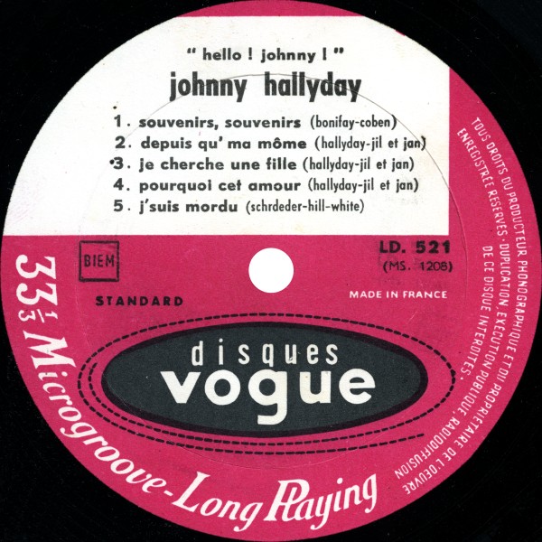 LP 25 cm Hello Johnny Vogue LD 521