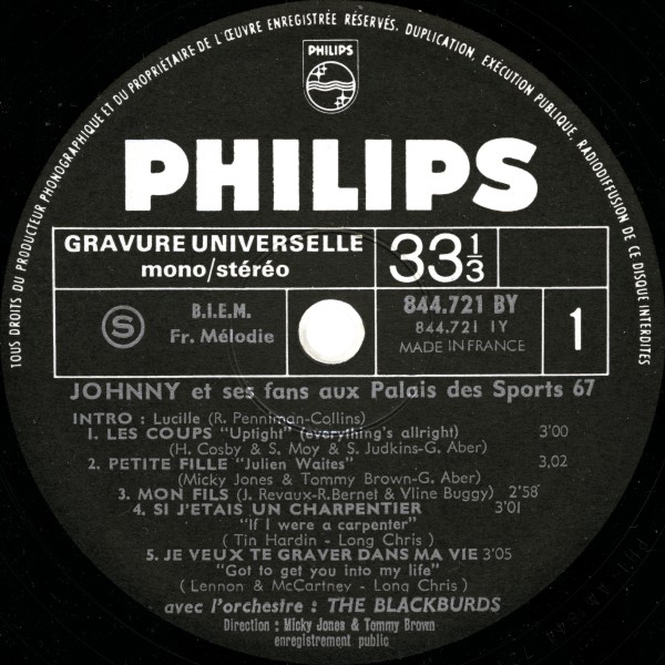 LP Au Palais des Sports 1967  Philips 844 721 BY