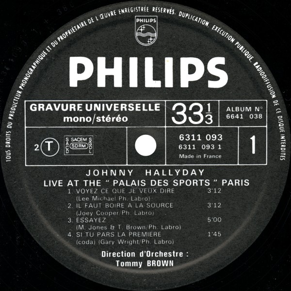 LP Live at the Palais des Sports Philips 664 1 038