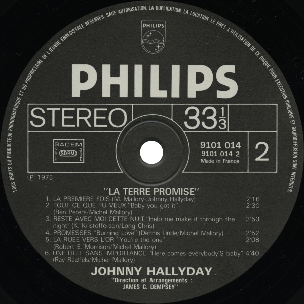 LP La terre promise Philips 9101 014