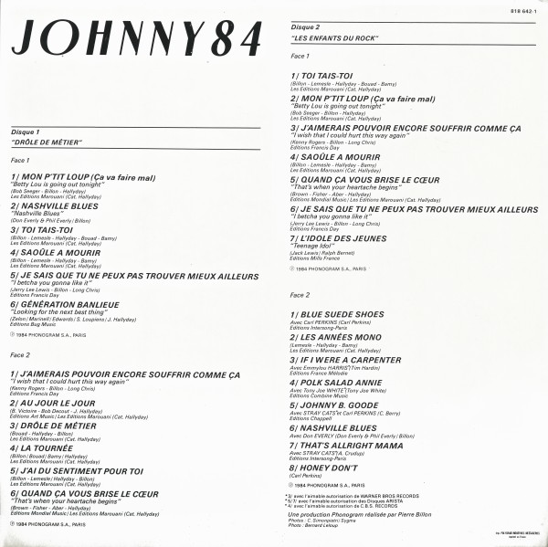 Coffret 2 LP Hallyday 84 Nashville Philips 818 642-1