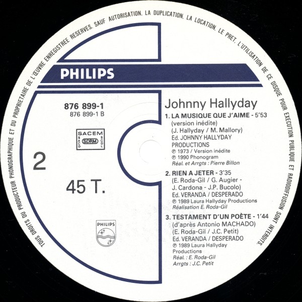 Maxi 45 T. La musique que j'aime Philips 876 899-1