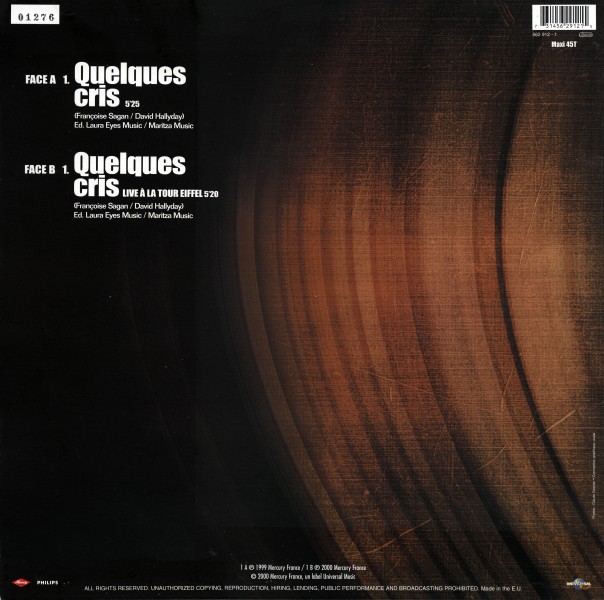 Maxi 45 T. Quelques cris Philips-Universal 562 912-1