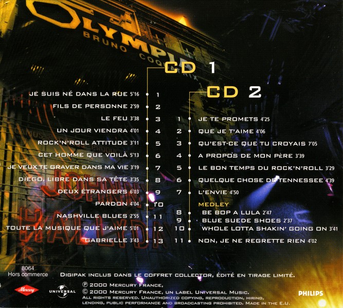 Coffret LP-CD-VHS Olympia 2000 Universal