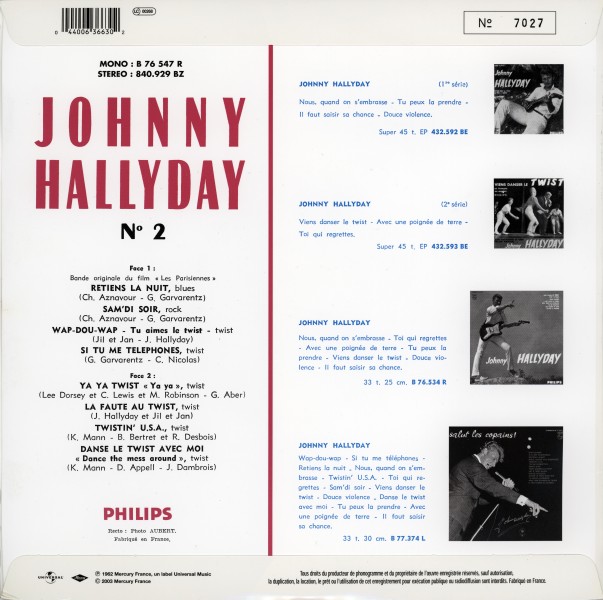 LP 25 cm N 2 Retiens la nuit Uiversal 063 663-0