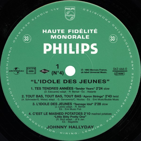 LP 25 cm  L'idole des jeunes 063 666-0