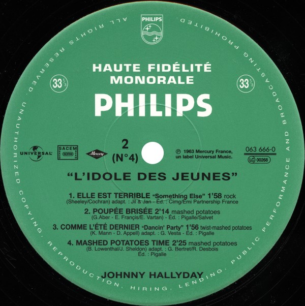 LP 25 cm  L'idole des jeunes 063 666-0