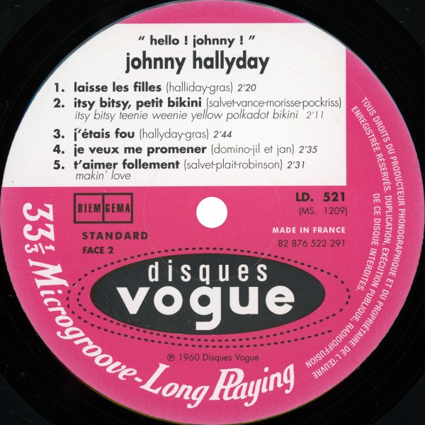 LP 25 cm Hello Johnny Mono BMG 82 876 522 291