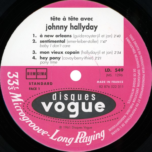 LP 25 cm Tte  tte avec Johnny Hallyday mono BMG 82 876 522 311