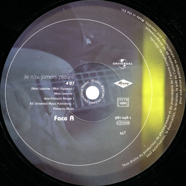 Maxi 45 T. Je n'ai jamais pleur Universal 981 048-1
