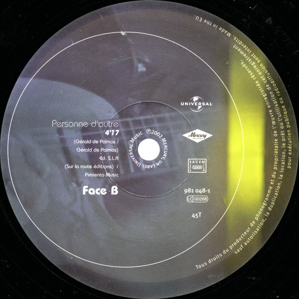 Maxi 45 T. Je n'ai jamais pleur Universal 981 048-1