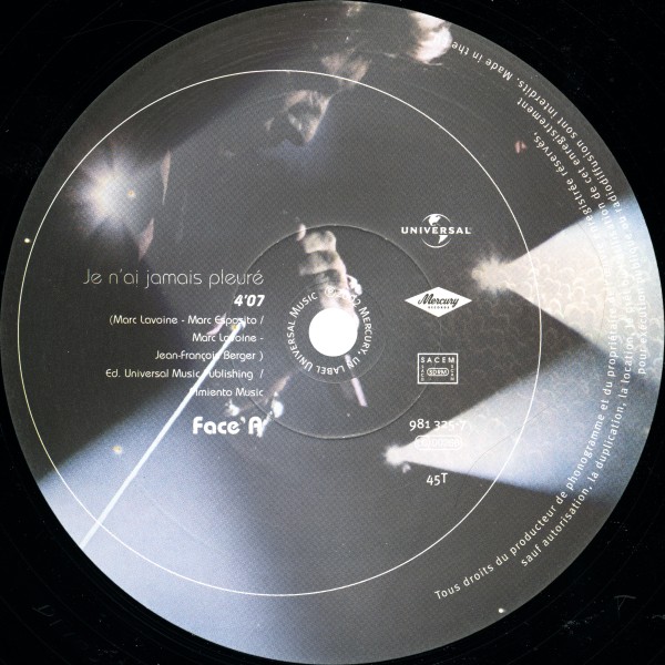 Maxi 45 T. Je n'ai jamais pleur Universal 981 325-7
