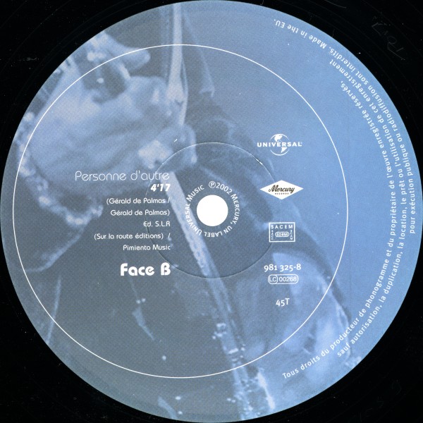 Maxi 45 T. Je n'ai jamais pleur Universal 981 325-8