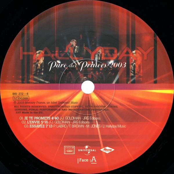 Coffret LP Parc des Princes 2003 Universal 981 272-2