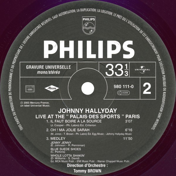 LP couleur Live at the Palais des Sports 71 Universal 980 110-8