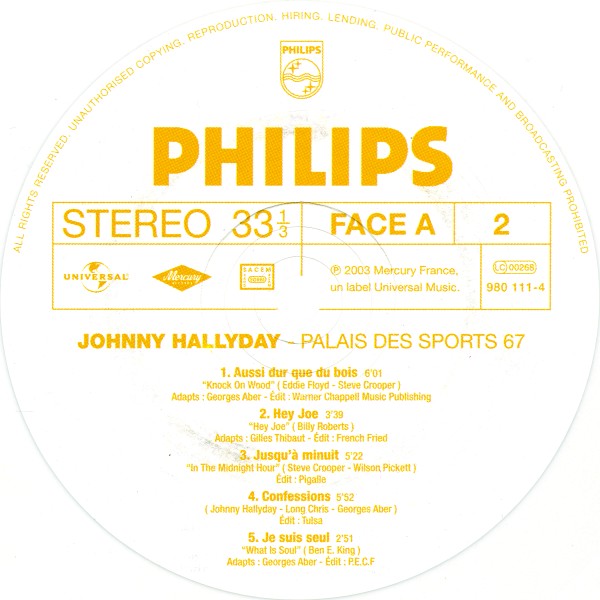 LP couleur Au Palais des Sports 67 Universal 980 111-2