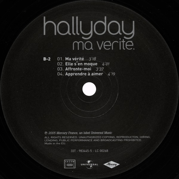 Coffret double LP Ma vrit Universal 983 445-4