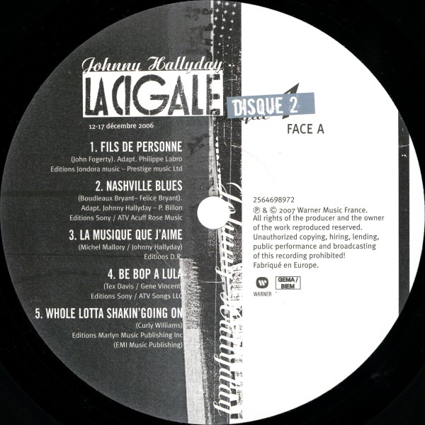 LP La Cigale 12-17 dcembre 2006 Warner 25646 98972