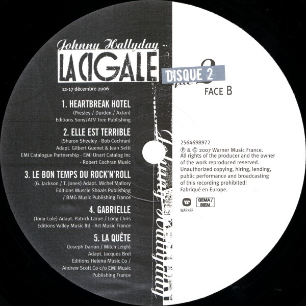 LP La Cigale 12-17 dcembre 2006 Warner 25646 98972