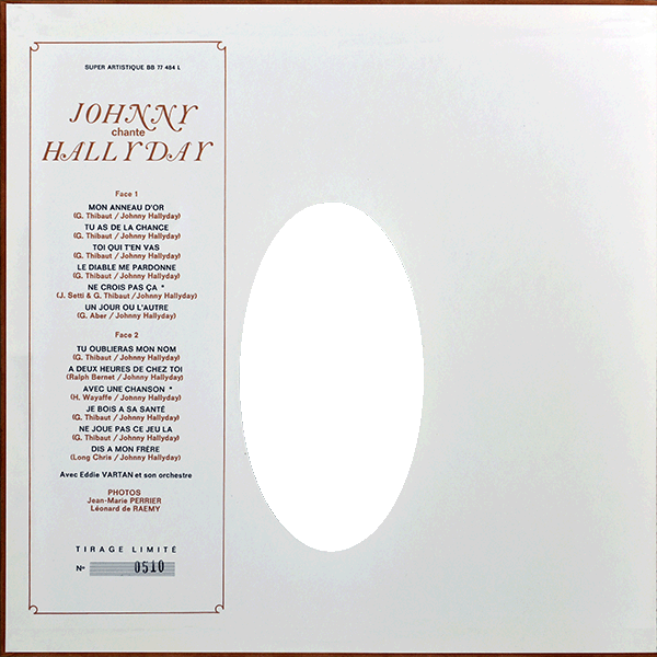 LP Back to black Johnny chante Hallyday Universal 530 927-7