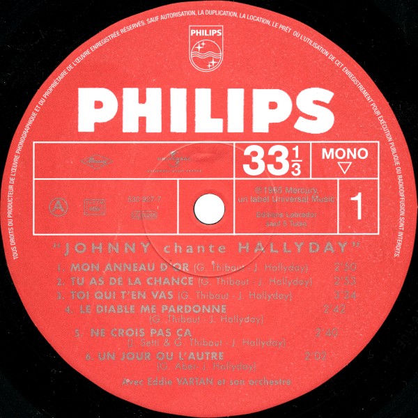 LP Back to black Johnny chante Hallyday Universal 530 927-7