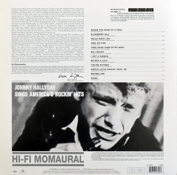 LP Back to black Johnny Hallyday sings america's rockin' hits Universal 531 658-9