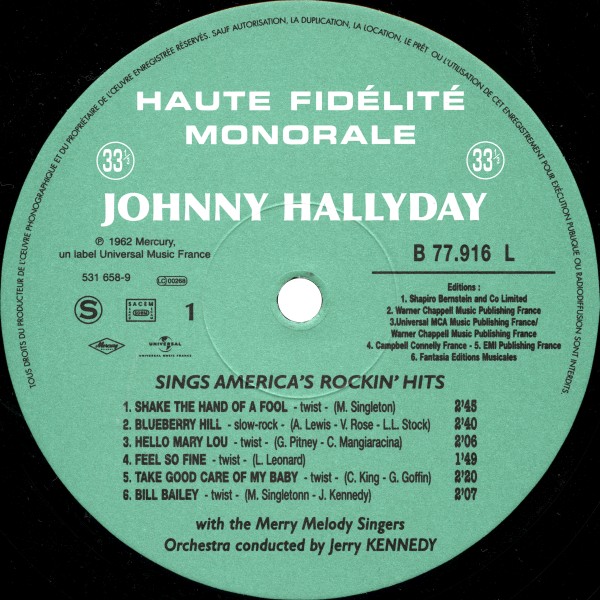 LP Back to black Johnny Hallyday sings america's rockin' hits Universal 531 658-9