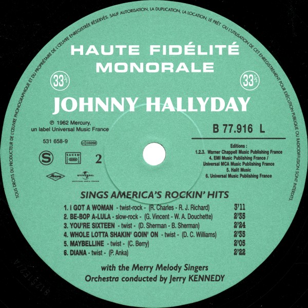 LP Back to black Johnny Hallyday sings america's rockin' hits Universal 531 658-9