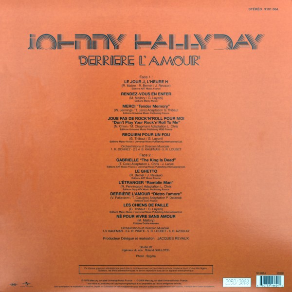 LP Back to black Derrire l'amour Universal 531 662-4